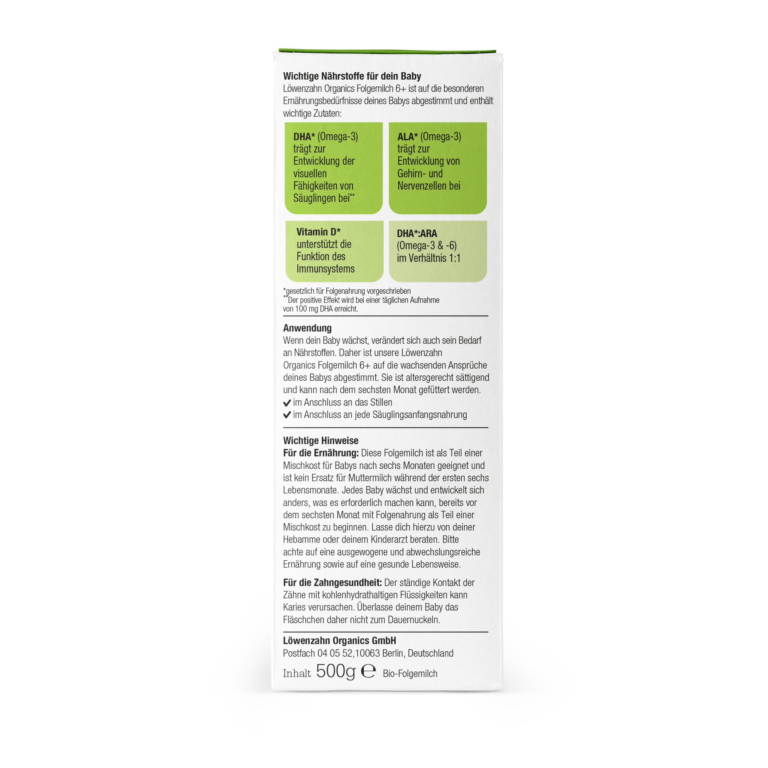 Seitenansicht Verpackung Babymilch