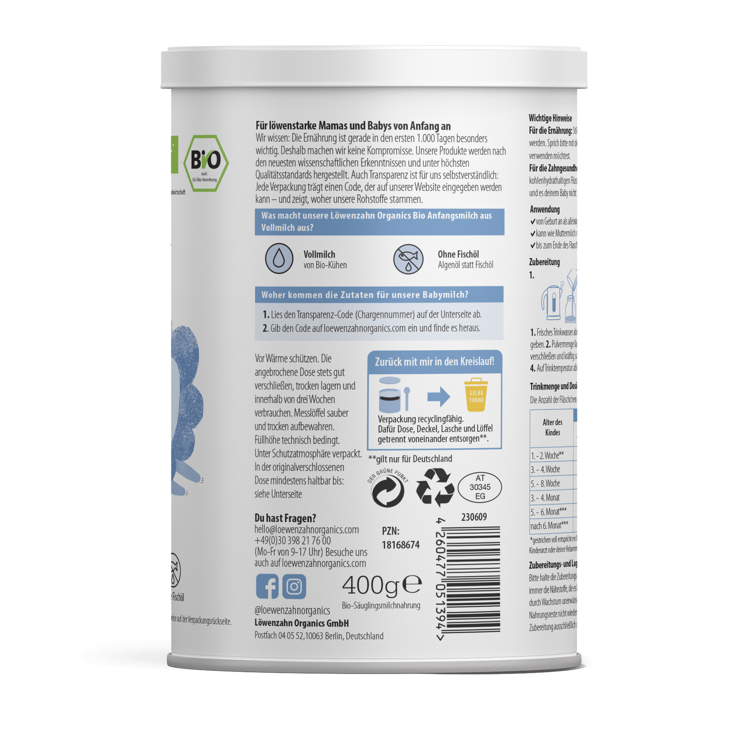 Bio Pre Anfangsmilch aus Vollmilch