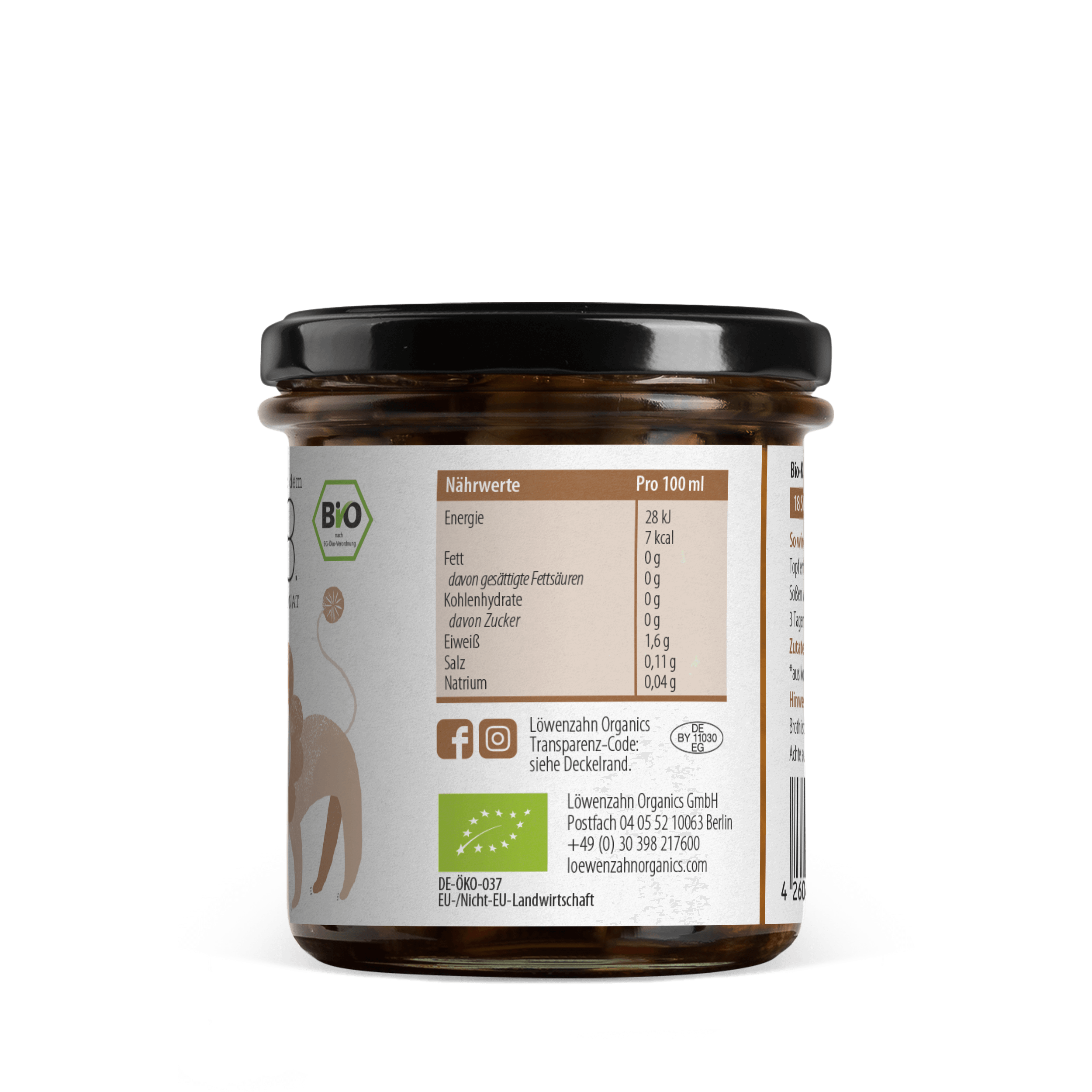 Verpackung (Glas) Seitenansicht Bio Knochenbrühe für Kinder (Bio-Rind)