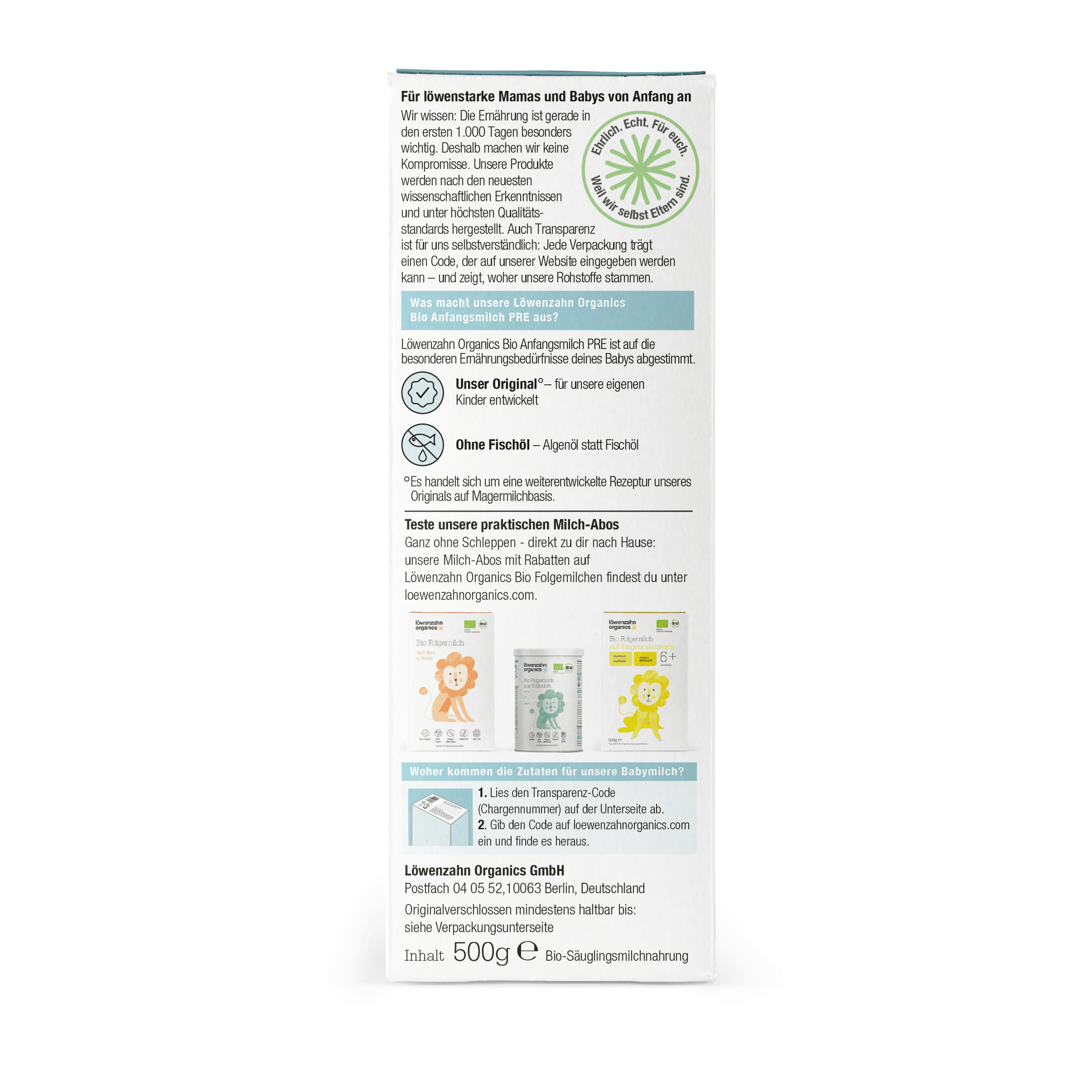 Pre Milch Packung Seite Branded